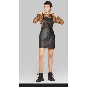 Wild fable faux leather black overall skirt